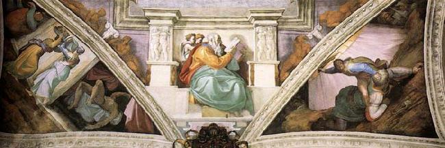 Michelangelo Buonarroti Frescoes above the entrance wall Spain oil painting art